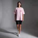 Type Love Heart Logo Puff T-Shirt Pink